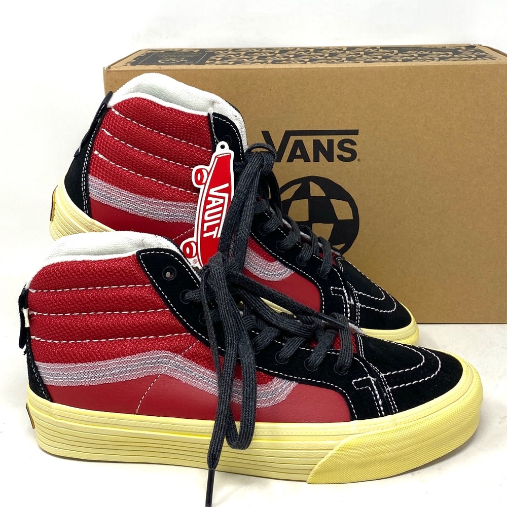 VANS Sk8-Hi Notchback Split VR3 Shoes Women Leather Red Black Canvas VN0A5FBH458